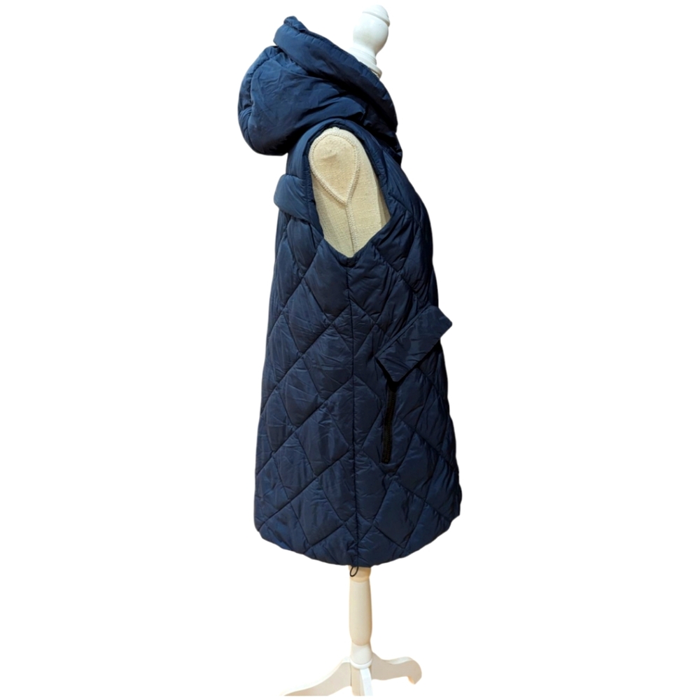 Sam Edelman Quilted Water Repellent Hooded Vest Women's M in Navy - Picture 4 of 10